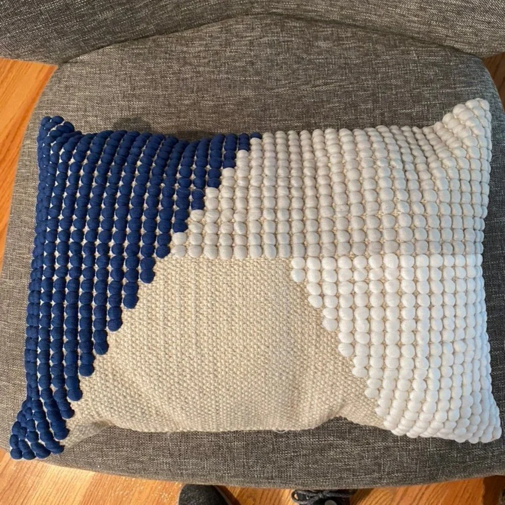 Blue / tan stitched modern design small